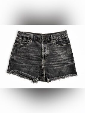 PacSun Vintage High Rise Black Frayed Hem Denim Shorts Size 28